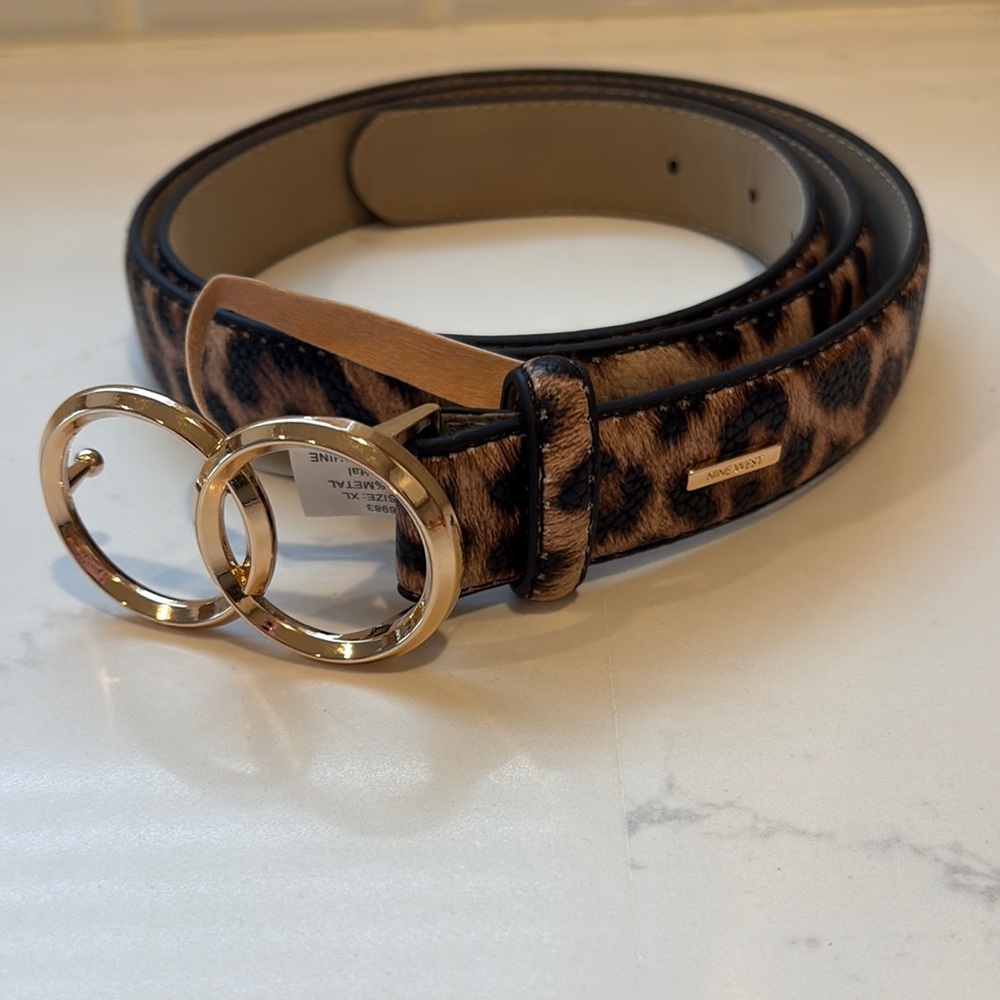 New Leopard Print Belt with Gold Buckle